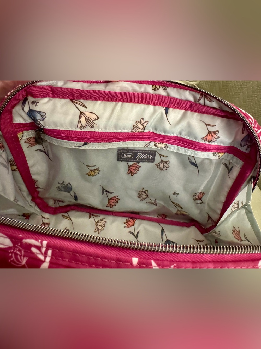 Lug Rider Crossbody w/Top Handle Bag Flourish Berry EUC - Picture 9 of 16